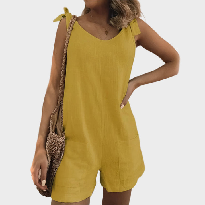 Jumpsuit with Straps-Bow and Pockets