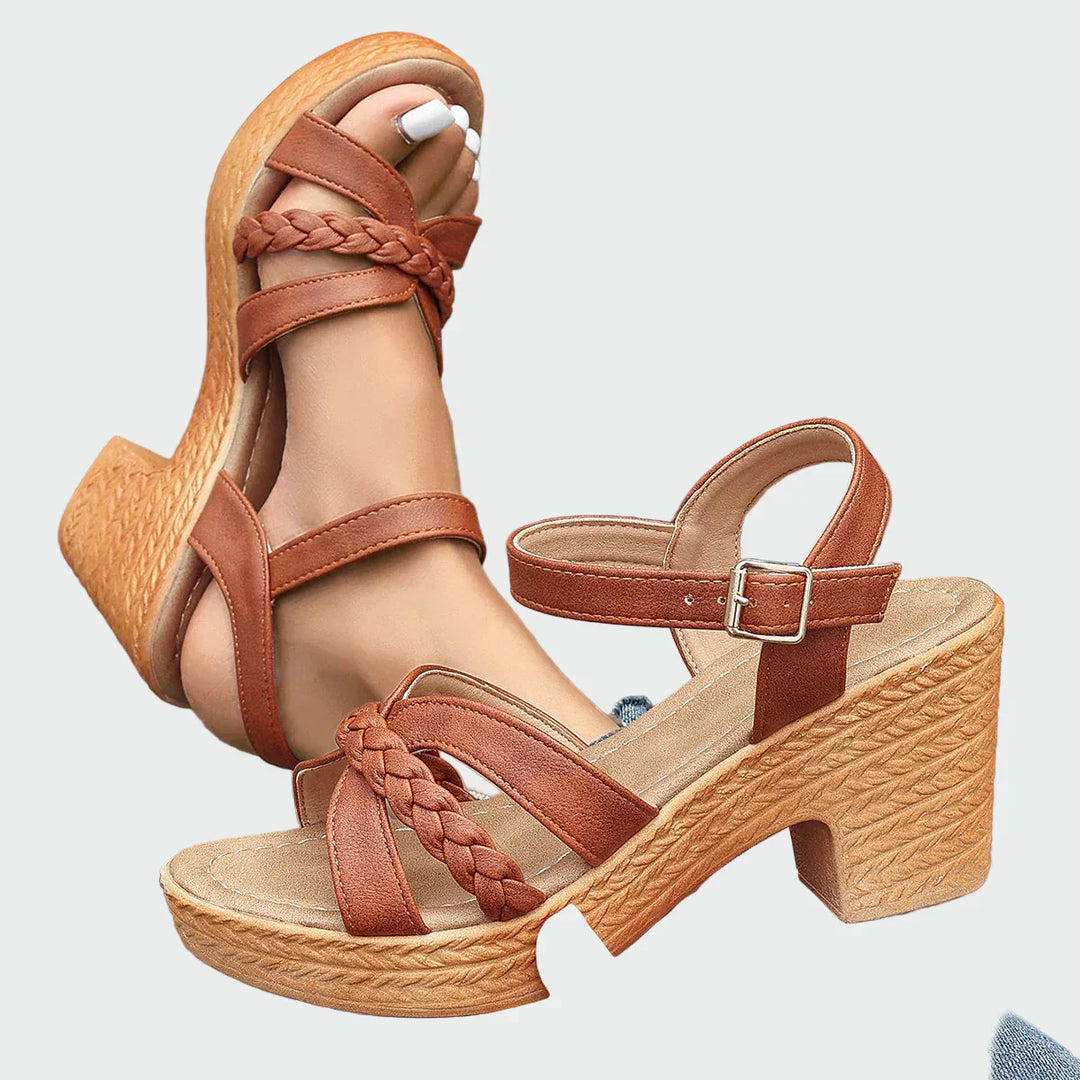 High sandals with laces