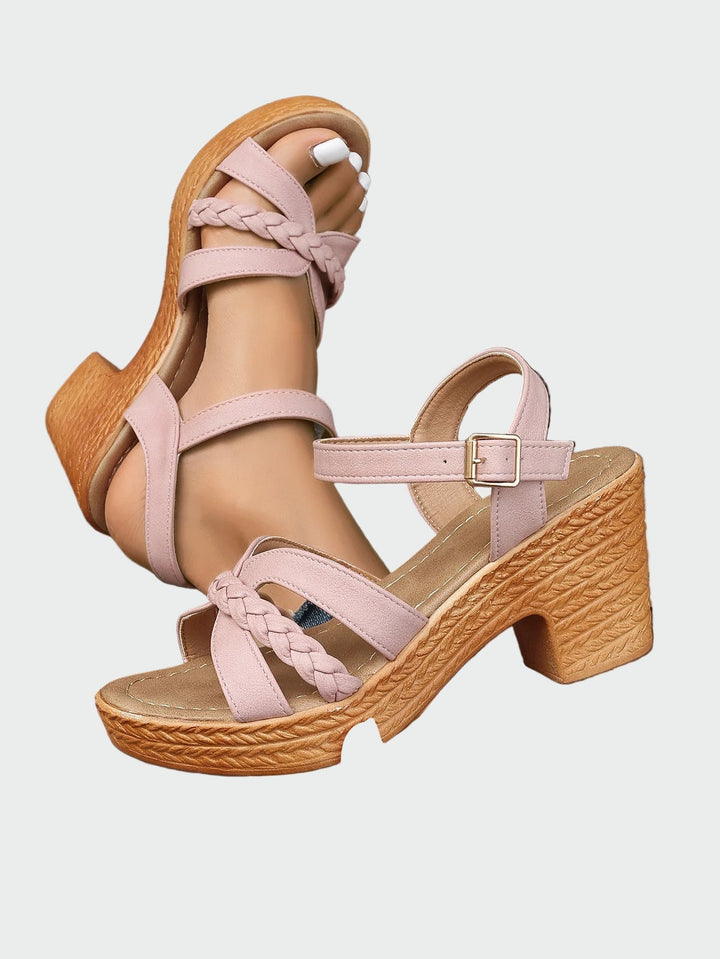 High sandals with laces