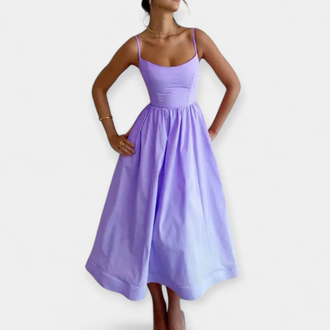 Mini Dress with Round Cut and Straps