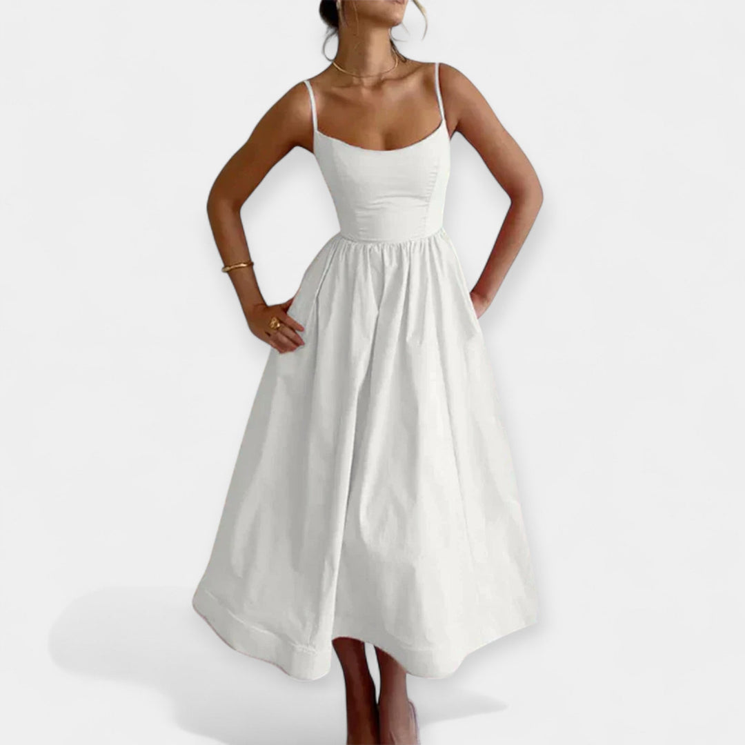 Mini Dress with Round Cut and Straps