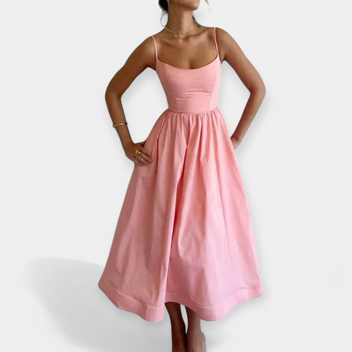 Mini Dress with Round Cut and Straps