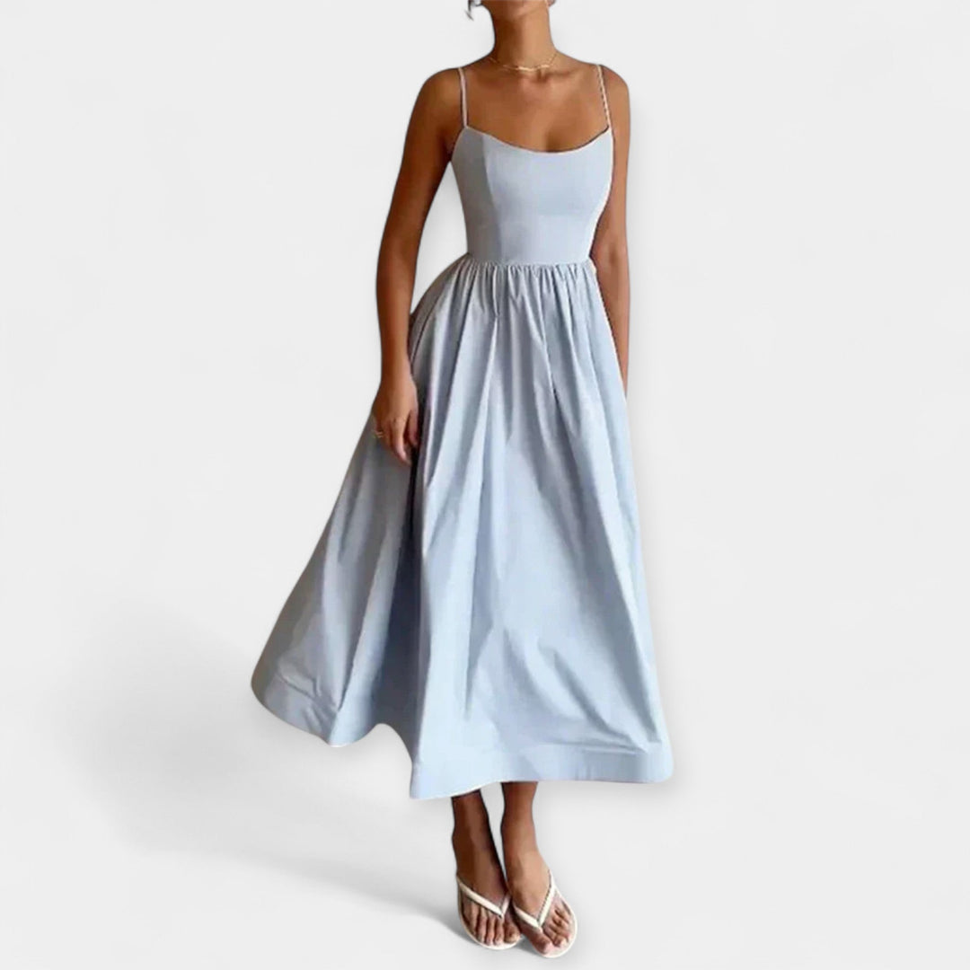 Mini Dress with Round Cut and Straps