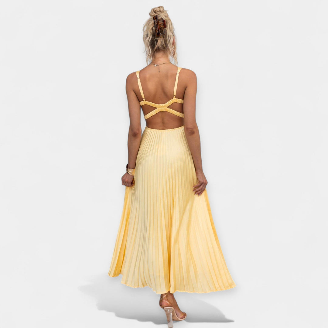 Open Back Yellow Maxi Dress