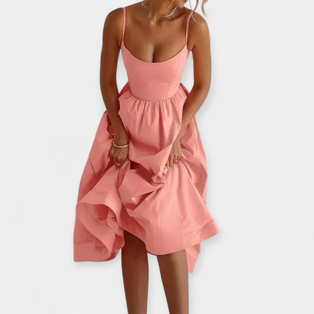 Mini Dress with Round Cut and Straps