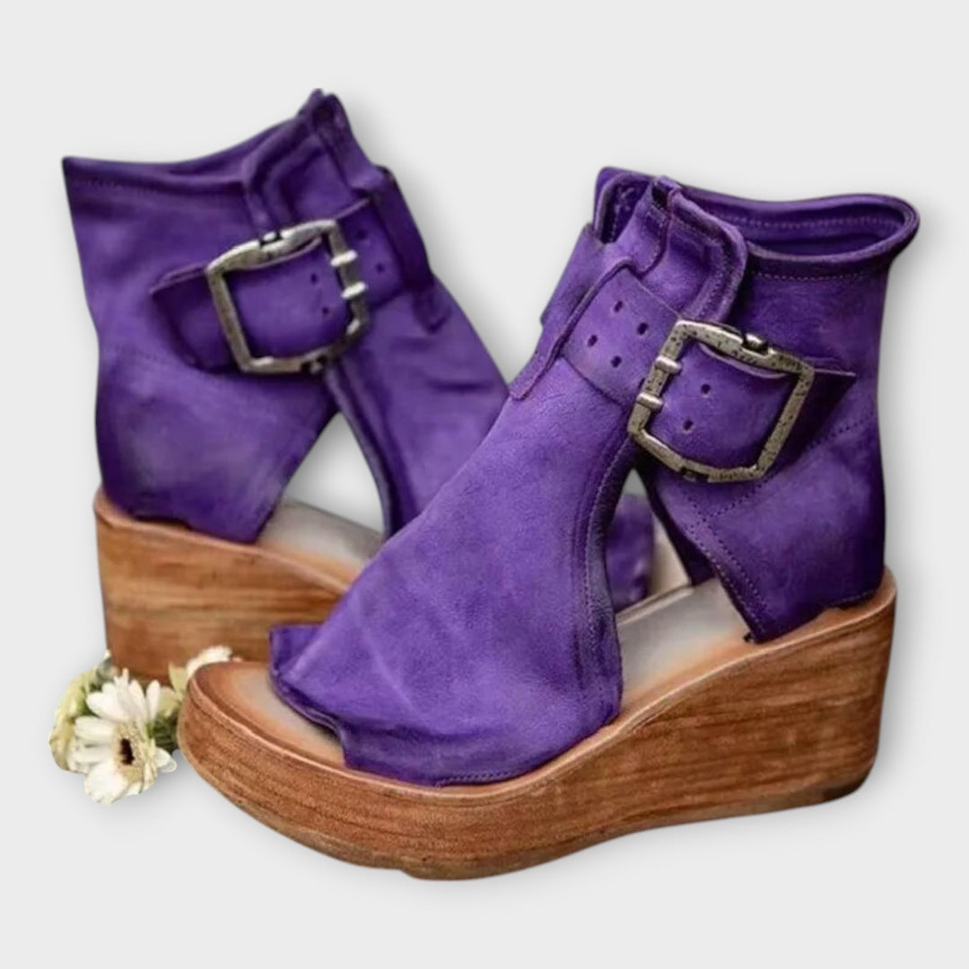 Platform Boots with Open Toe and Adjustable Strap