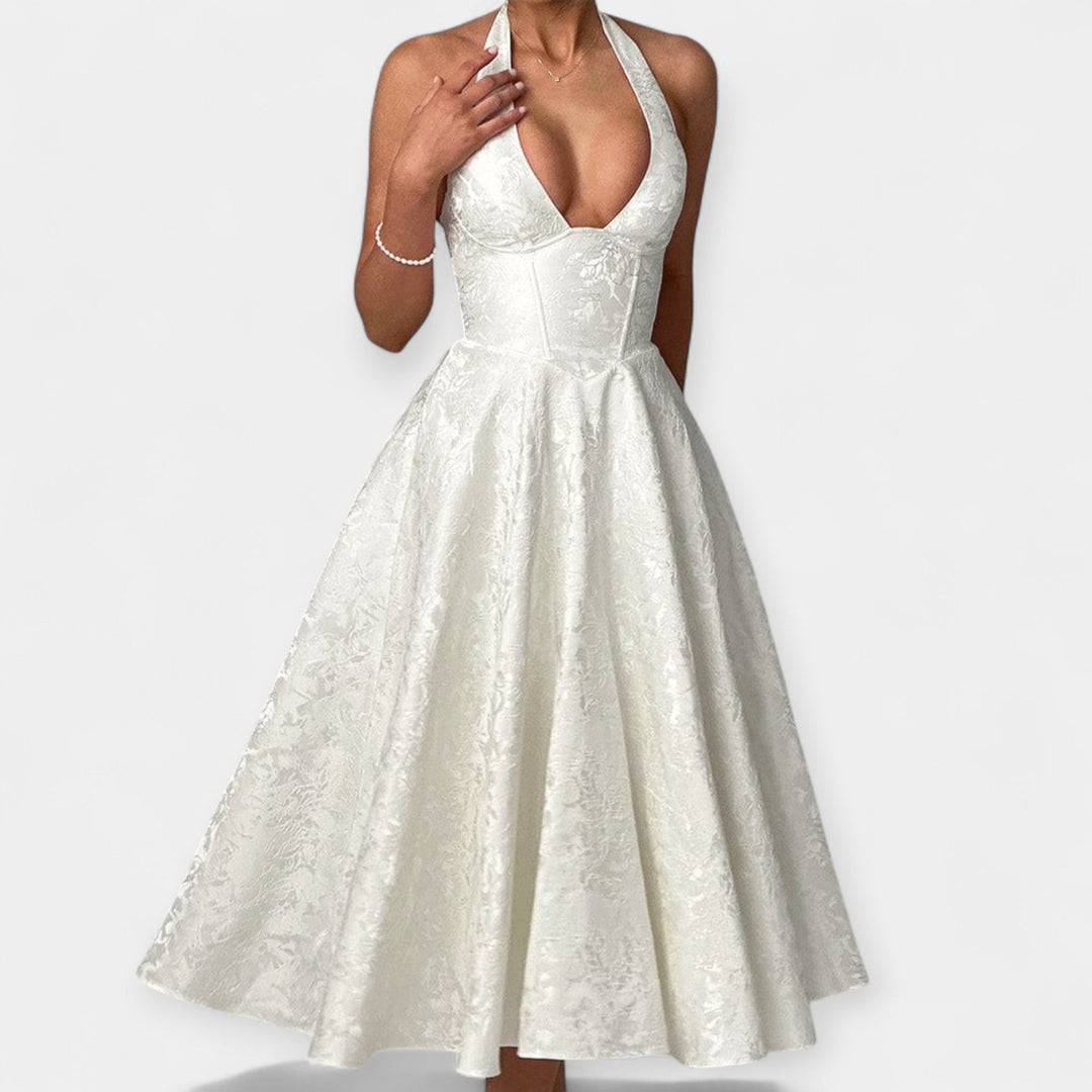 Midi Dress with Open Back and Stylish Corset