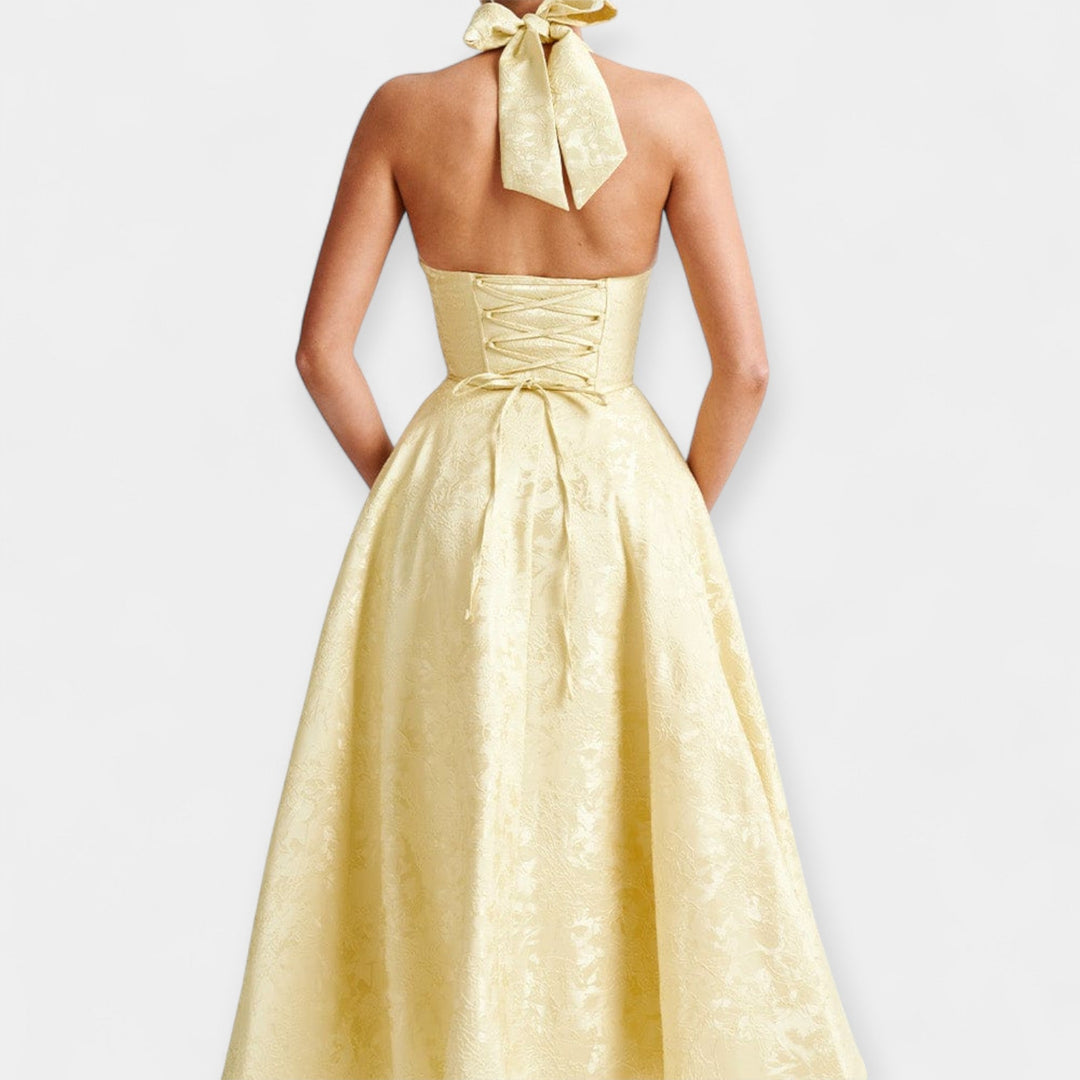 Midi Dress with Open Back and Stylish Corset