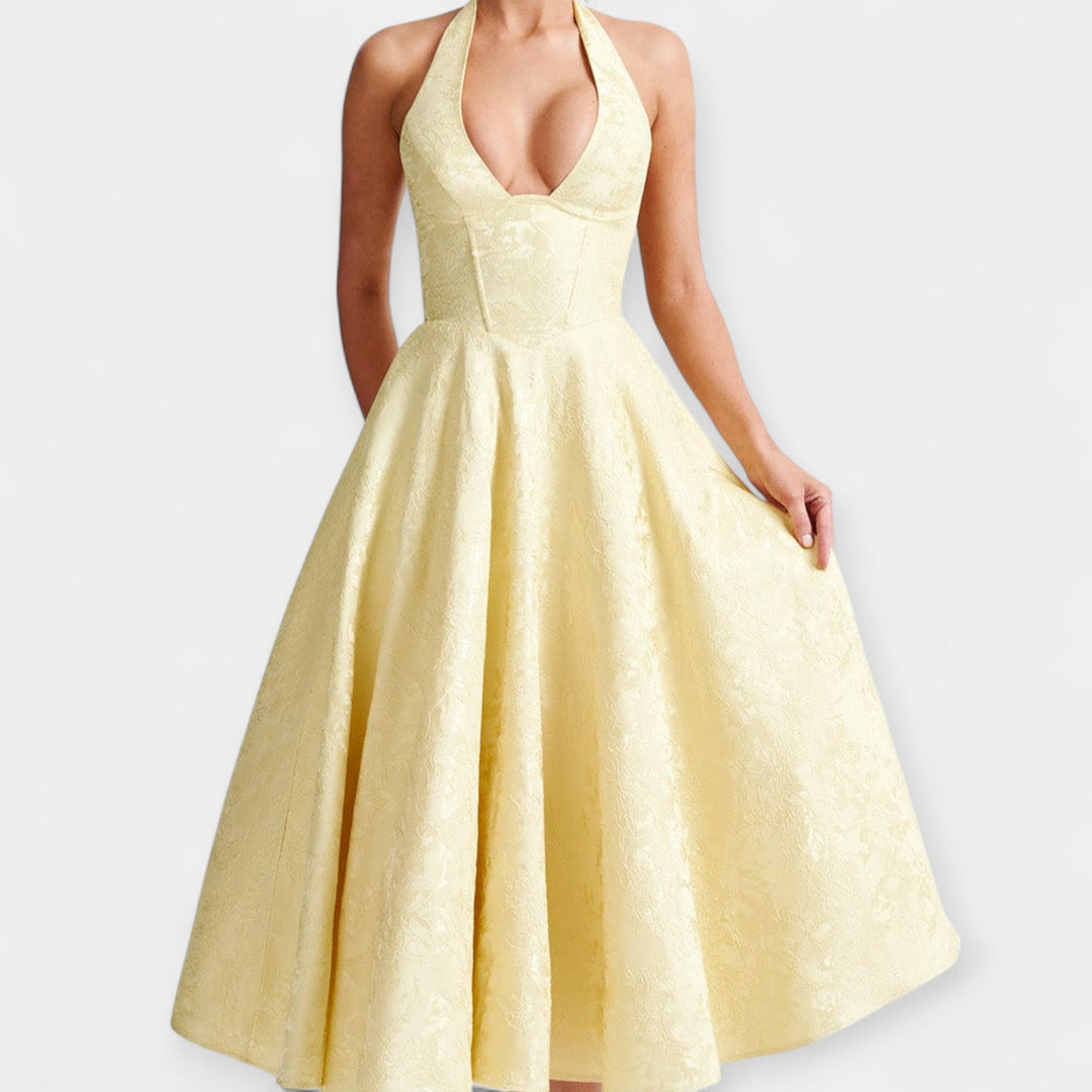 Midi Dress with Open Back and Stylish Corset