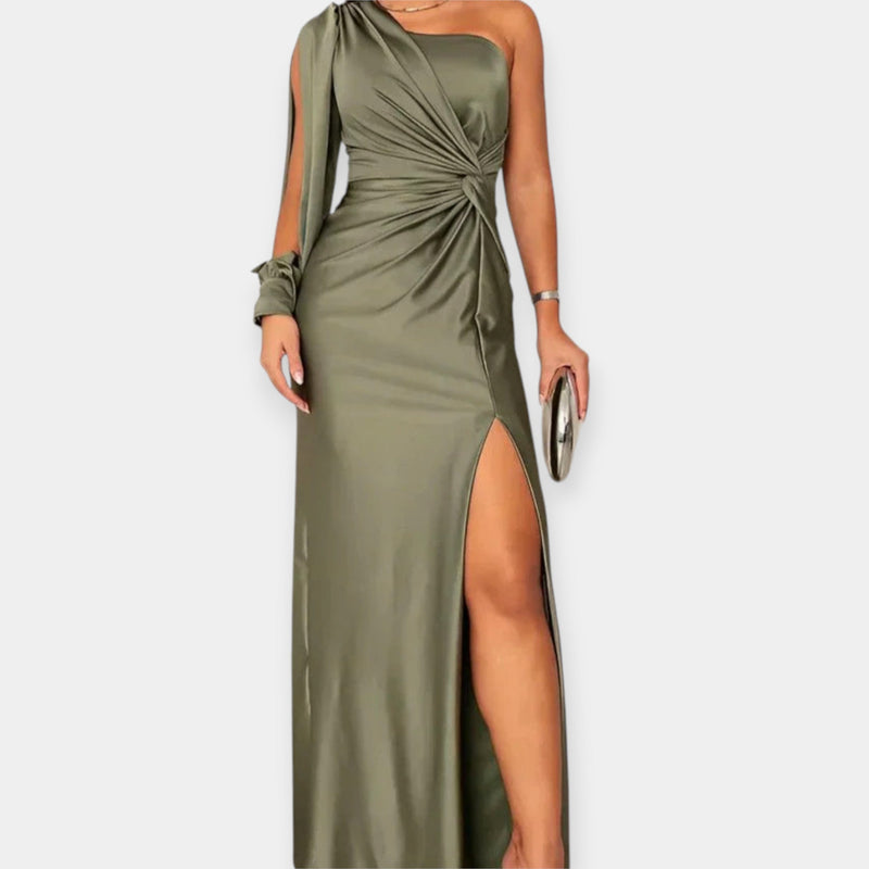 Maxi Dress with One Shoulder and Slit