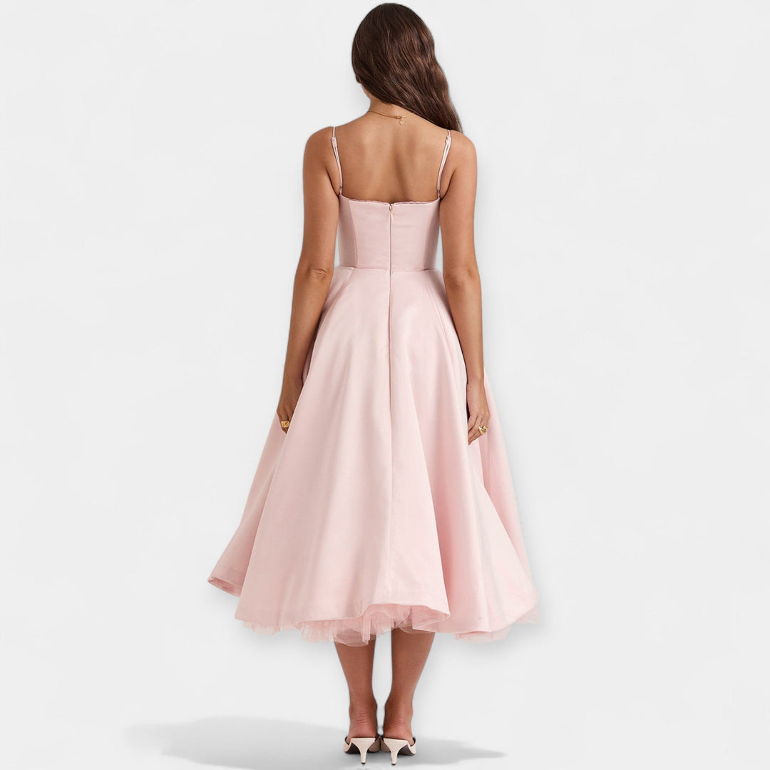 Midi Dress with Transparent Tulle