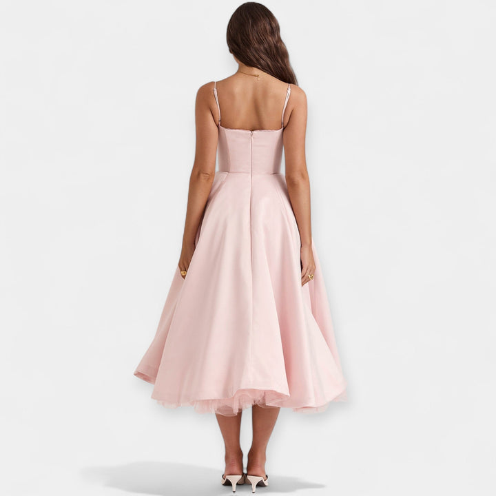 Midi Dress with Transparent Tulle