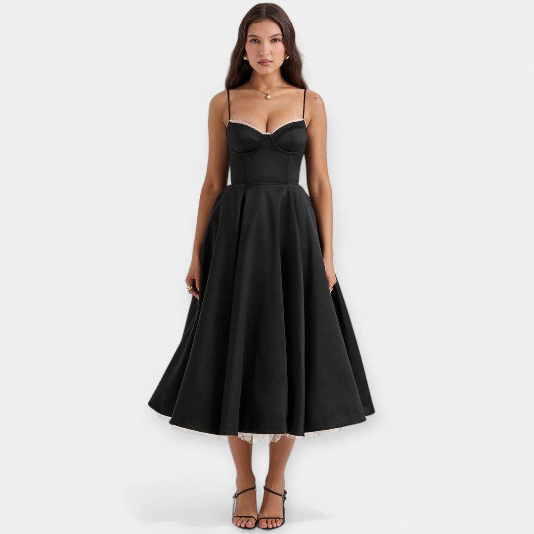 Midi Dress with Transparent Tulle