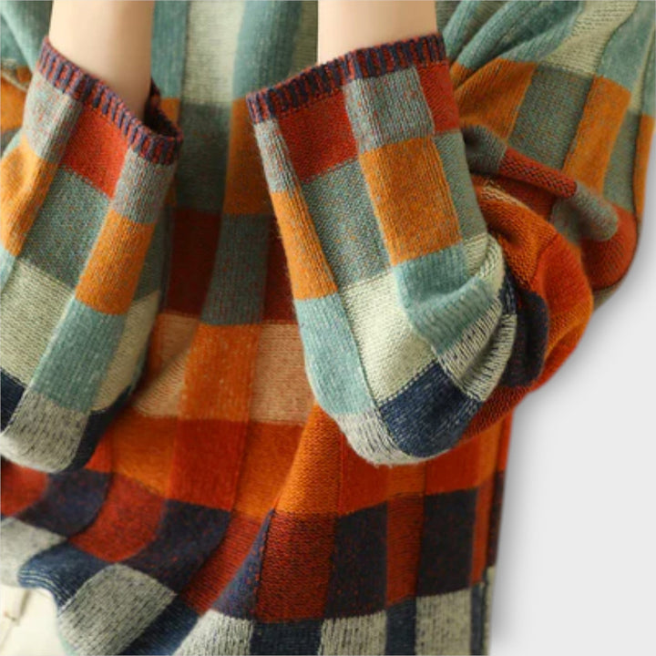 Erika - High Neck Patchwork Sweater