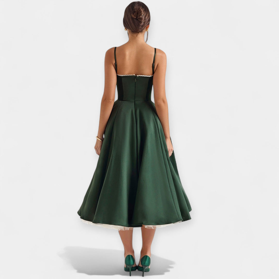 Midi Dress with Transparent Tulle