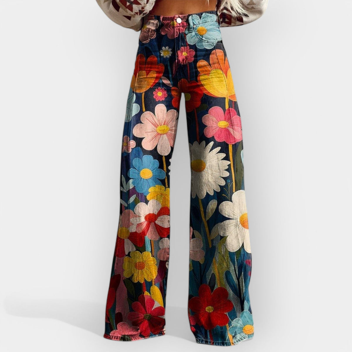 Flower Pants with Wide Leg