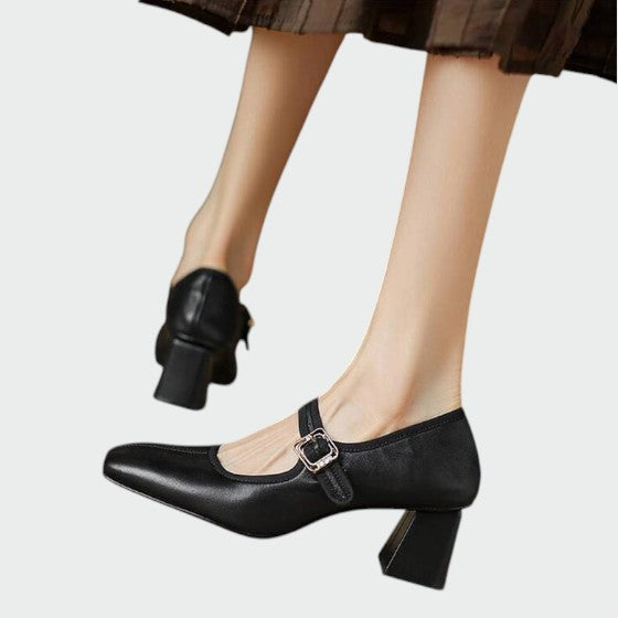 Olivia - Block-Heel Buckle Mary Jane Shoes